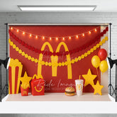 Aperturee - Aperturee Red Yellow M Burger Shop Birthday Cake Smash Backdrop